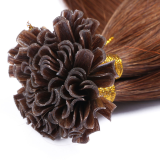 25 x Keratin Bonding Hair Extensions - 6 Braun - 100% Echthaar - NOVON EXTENTIONS 60 cm - 1 g