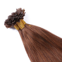 25 x Keratin Bonding Hair Extensions - 6 Braun - 100% Echthaar - NOVON EXTENTIONS 60 cm - 0,5 g