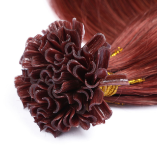 25 x Keratin Bonding Hair Extensions - 14 Rot - 100% Echthaar - NOVON EXTENTIONS 40 cm - 1 g
