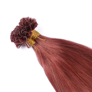 25 x Keratin Bonding Hair Extensions - 14 Rot - 100% Echthaar - NOVON EXTENTIONS 40 cm - 1 g