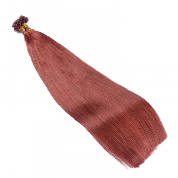 25 x Keratin Bonding Hair Extensions - 14 Rot - 100% Echthaar - NOVON EXTENTIONS 60 cm - 0,5 g