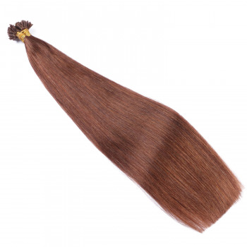 25 x Keratin Bonding Hair Extensions - 33 Rotbraun - 100% Echthaar - NOVON EXTENTIONS 50 cm - 1 g