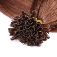 25 x Keratin Bonding Hair Extensions - 33 Rotbraun - 100% Echthaar - NOVON EXTENTIONS 50 cm - 1 g