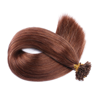 25 x Keratin Bonding Hair Extensions - 33 Rotbraun - 100% Echthaar - NOVON EXTENTIONS 60 cm - 1 g