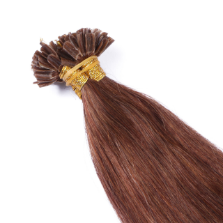 25 x Keratin Bonding Hair Extensions - 33 Rotbraun - 100% Echthaar - NOVON EXTENTIONS 60 cm - 1 g
