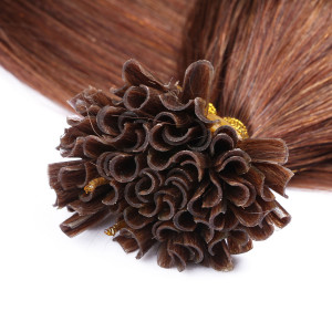 25 x Keratin Bonding Hair Extensions - 33 Rotbraun - 100% Echthaar - NOVON EXTENTIONS 40 cm - 0,5 g