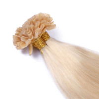 25 x Keratin Bonding Hair Extensions - 60 Weissblond - 100% Echthaar - NOVON EXTENTIONS 60 cm - 0,5 g