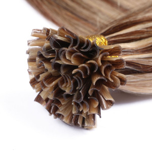 25 x Keratin Bonding Hair Extensions - 4/24 Gesträhnt - 100% Echthaar - NOVON EXTENTIONS 50 cm - 1 g
