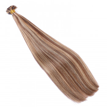 25 x Keratin Bonding Hair Extensions - 4/24 Gesträhnt - 100% Echthaar - NOVON EXTENTIONS 40 cm - 0,5 g