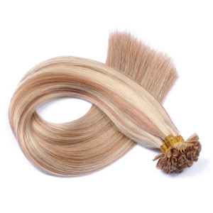 25 x Keratin Bonding Hair Extensions - 12/613 Gesträhnt - 100% Echthaar - NOVON EXTENTIONS 40 cm - 1 g