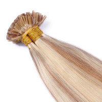 25 x Keratin Bonding Hair Extensions - 12/613 Gesträhnt - 100% Echthaar - NOVON EXTENTIONS 70 cm - 1 g