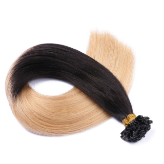 25 x Keratin Bonding Hair Extensions - 1b/24 Ombre - 100% Echthaar - NOVON EXTENTIONS 40 cm - 0,5 g
