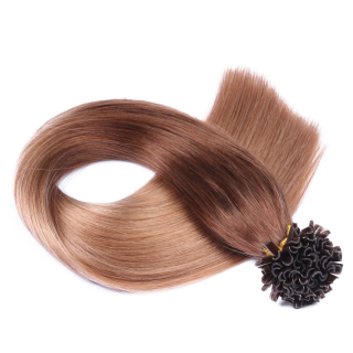 25 x Keratin Bonding Hair Extensions - 4/27 Ombre - 100% Echthaar - NOVON EXTENTIONS 60 cm - 1 g