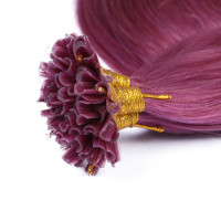 25 x Keratin Bonding Hair Extensions - Violett - 100% Echthaar - NOVON EXTENTIONS 40 cm - 1 g