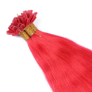 25 x Keratin Bonding Hair Extensions - Red - 100% Echthaar - NOVON EXTENTIONS 60 cm - 0,5 g