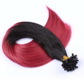 25 x Keratin Bonding Hair Extensions - 1b/Burg Ombre - 100% Echthaar - NOVON EXTENTIONS 40 cm - 0,5 g
