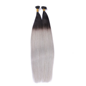 25 x Keratin Bonding Hair Extensions - 1b/Silver Ombre - 100% Echthaar - NOVON EXTENTIONS 40 cm - 0,5 g