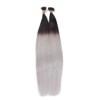 25 x Keratin Bonding Hair Extensions - 1b/Silver Ombre - 100% Echthaar - NOVON EXTENTIONS 40 cm - 0,5 g