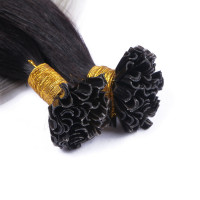 25 x Keratin Bonding Hair Extensions - 1b/Silver Ombre - 100% Echthaar - NOVON EXTENTIONS 40 cm - 0,5 g