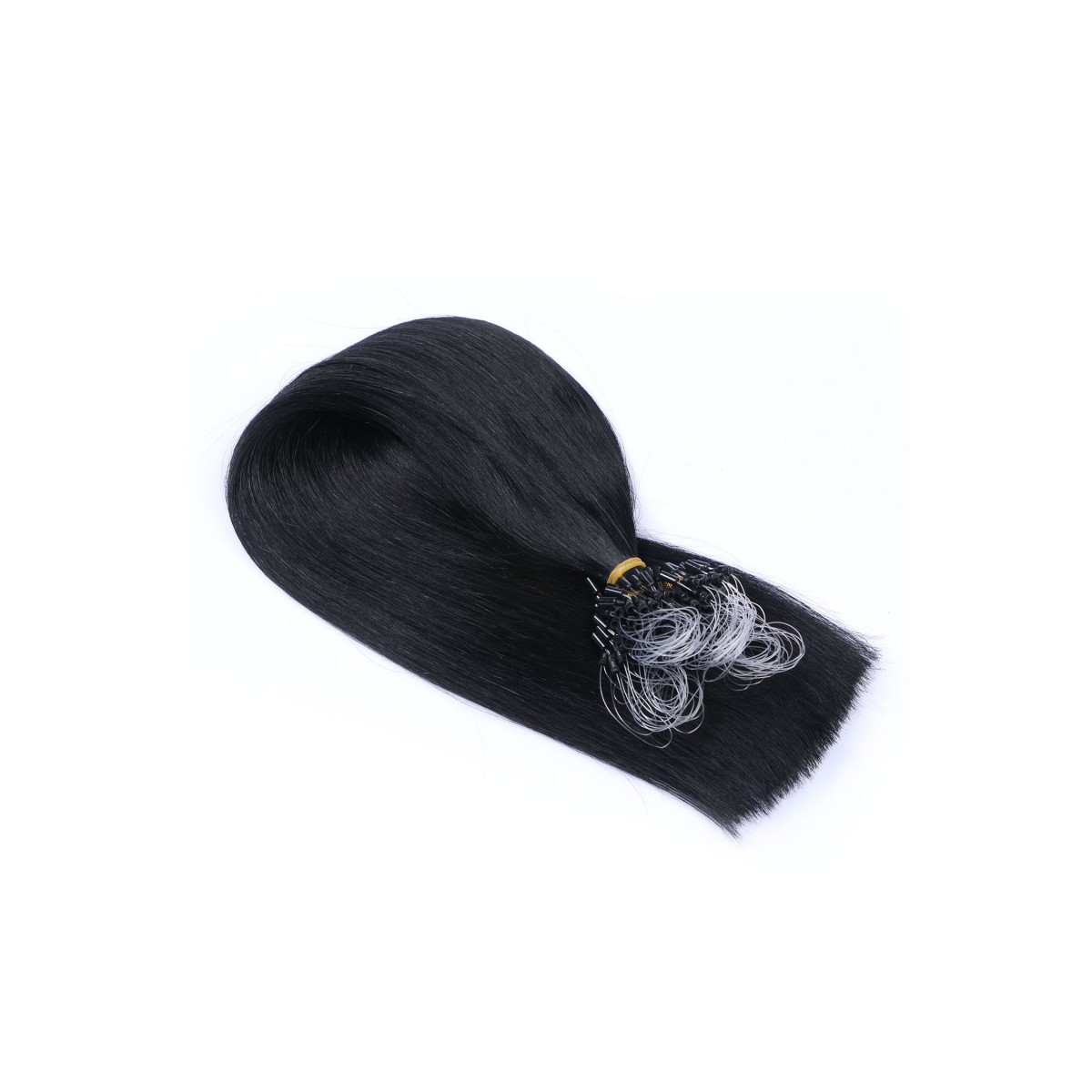 25 x Micro Ring / Loop - 1 Schwarz - Hair Extensions 100%...