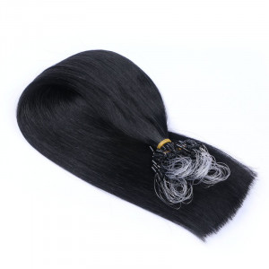 25 x Micro Ring / Loop - 1 Schwarz - Hair Extensions 100% Echthaar - NOVON EXTENTIONS 50 cm - 1 g