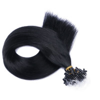 25 x Micro Ring / Loop - 1 Schwarz - Hair Extensions 100% Echthaar - NOVON EXTENTIONS 50 cm - 1 g
