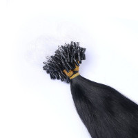 25 x Micro Ring / Loop - 1 Schwarz - Hair Extensions 100% Echthaar - NOVON EXTENTIONS 60 cm - 1 g