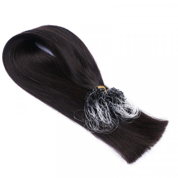 25 x Micro Ring / Loop - 1b Schwarzbraun - Hair Extensions 100% Echthaar - NOVON EXTENTIONS 50 cm - 1 g
