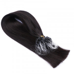 25 x Micro Ring / Loop - 1b Schwarzbraun - Hair Extensions 100% Echthaar - NOVON EXTENTIONS 50 cm - 1 g