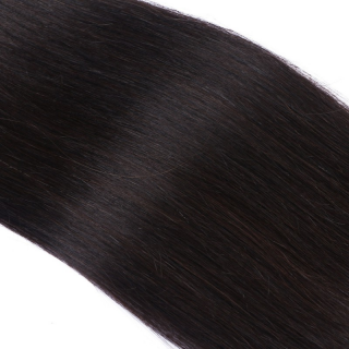 25 x Micro Ring / Loop - 1b Schwarzbraun - Hair Extensions 100% Echthaar - NOVON EXTENTIONS 60 cm - 1 g