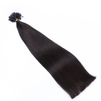 25 x Micro Ring / Loop - 1b Schwarzbraun - Hair Extensions 100% Echthaar - NOVON EXTENTIONS 60 cm - 0,5 g