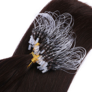 25 x Micro Ring / Loop - 2 Dunkelbraun - Hair Extensions 100% Echthaar - NOVON EXTENTIONS 50 cm - 1g
