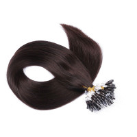 25 x Micro Ring / Loop - 2 Dunkelbraun - Hair Extensions 100% Echthaar - NOVON EXTENTIONS 50 cm - 1g