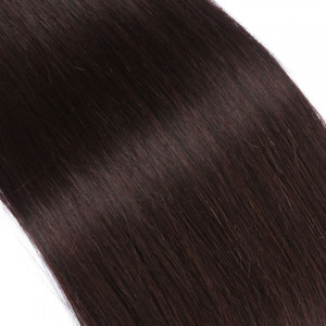 25 x Micro Ring / Loop - 2 Dunkelbraun - Hair Extensions 100% Echthaar - NOVON EXTENTIONS 60 cm - 0,5 g
