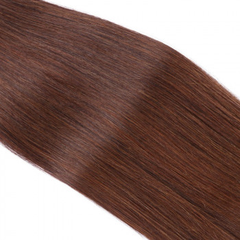 25 x Micro Ring / Loop - 4 Schokobraun - Hair Extensions 100% Echthaar - NOVON EXTENTIONS 60 cm - 0,5 g