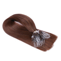 25 x Micro Ring / Loop - 4 Schokobraun - Hair Extensions 100% Echthaar - NOVON EXTENTIONS 60 cm - 0,5 g
