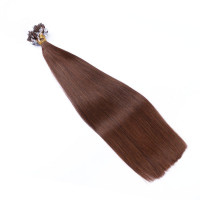 25 x Micro Ring / Loop - 4 Schokobraun - Hair Extensions 100% Echthaar - NOVON EXTENTIONS 60 cm - 0,5 g