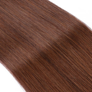 25 x Micro Ring / Loop - 6 Braun - Hair Extensions 100% Echthaar 50 cm - 1 g