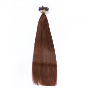 25 x Micro Ring / Loop - 6 Braun - Hair Extensions 100% Echthaar 50 cm - 1 g