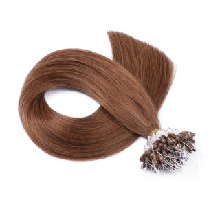 25 x Micro Ring / Loop - 8 Goldbraun - Hair Extensions 100% Echthaar - NOVON EXTENTIONS 50 cm - 1 g