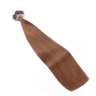 25 x Micro Ring / Loop - 8 Goldbraun - Hair Extensions 100% Echthaar - NOVON EXTENTIONS 60 cm - 1 g