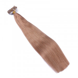 25 x Micro Ring / Loop - 12 Hellbraun - Hair Extensions 100% Echthaar - NOVON EXTENTIONS 60 cm - 1 g