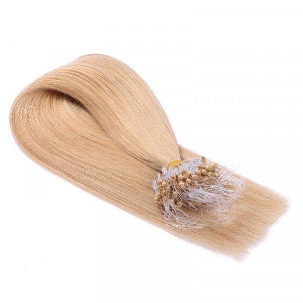 25 x Micro Ring / Loop - 18 Naturaschblond - Hair Extensions 100% Echthaar - NOVON EXTENTIONS 50 cm - 0,5 g