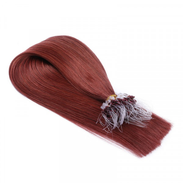 25 x Micro Ring / Loop - 14 Rot - Hair Extensions 100% Echthaar - NOVON EXTENTIONS 60 cm - 1 g