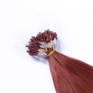 25 x Micro Ring / Loop - 14 Rot - Hair Extensions 100% Echthaar - NOVON EXTENTIONS 60 cm - 1 g