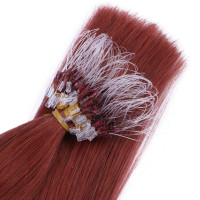 25 x Micro Ring / Loop - 14 Rot - Hair Extensions 100% Echthaar - NOVON EXTENTIONS 60 cm - 1 g