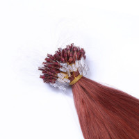 25 x Micro Ring / Loop - 14 Rot - Hair Extensions 100% Echthaar - NOVON EXTENTIONS 60 cm - 1 g