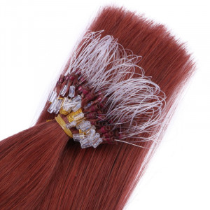 25 x Micro Ring / Loop - 14 Rot - Hair Extensions 100% Echthaar - NOVON EXTENTIONS 50 cm - 0,5 g