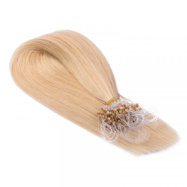 25 x Micro Ring / Loop - 24 Goldblond - Hair Extensions 100% Echthaar - NOVON EXTENTIONS 50 cm - 1 g
