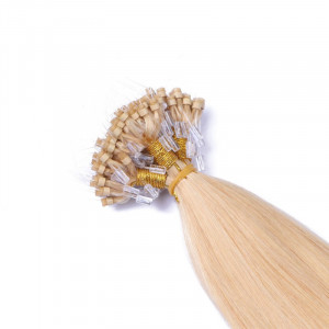 25 x Micro Ring / Loop - 24 Goldblond - Hair Extensions 100% Echthaar - NOVON EXTENTIONS 50 cm - 0,5 g